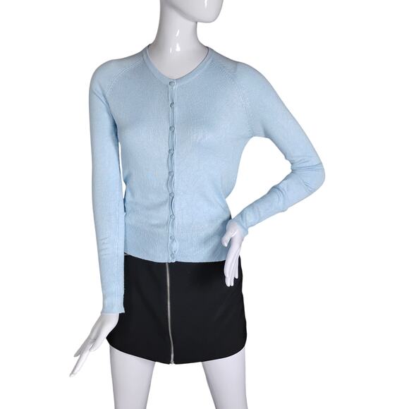 Atmosphere Fine Knit Sweater Size Small Light Blue Button Down Long Sleeve - Picture 2 of 7